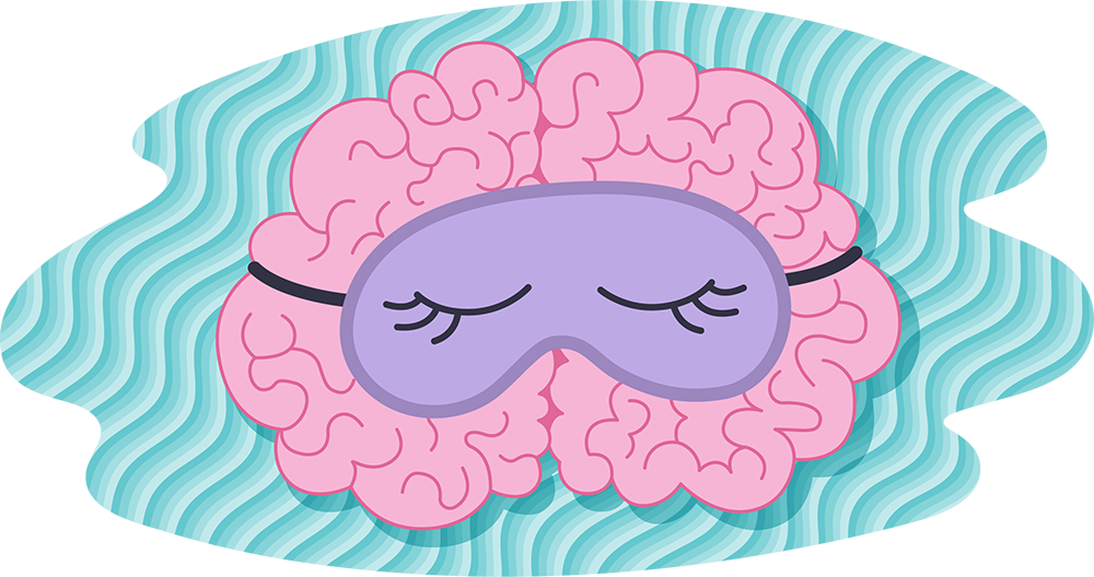 Brain with sleep mask on