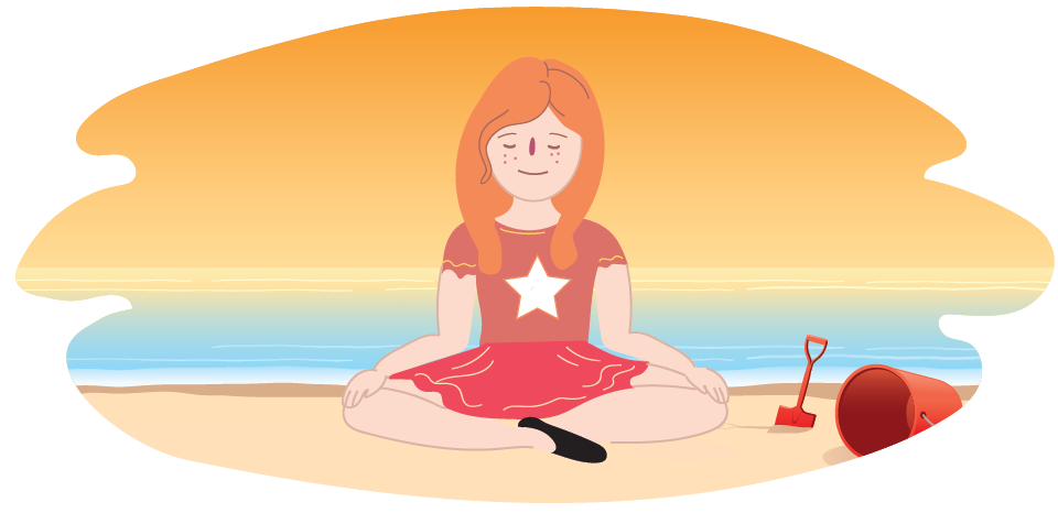 Girl meditating on beach