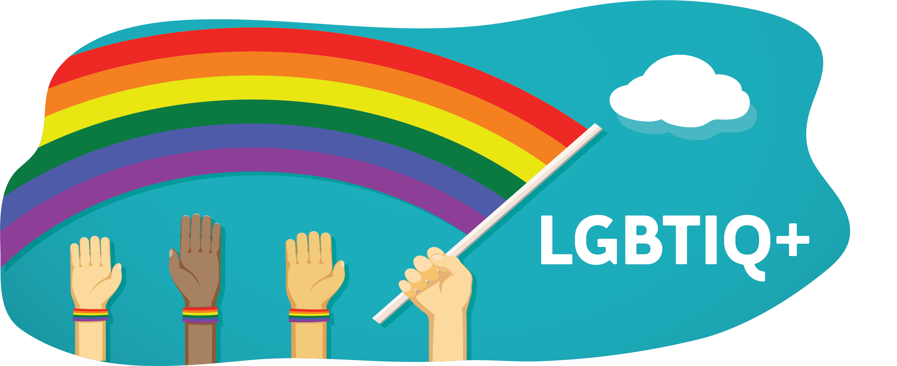 LGBTIQ+ Rainbow flag with hands